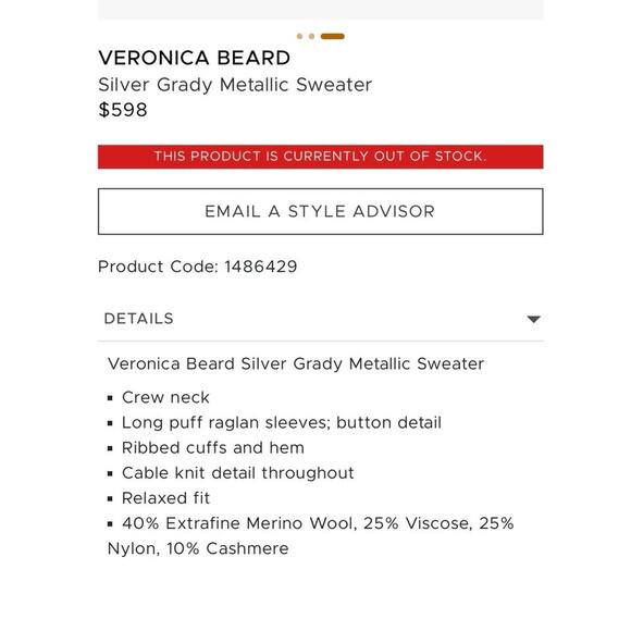 Veronica Beard Silver Grady Metallic Sweater XS - Picture 5 of 10